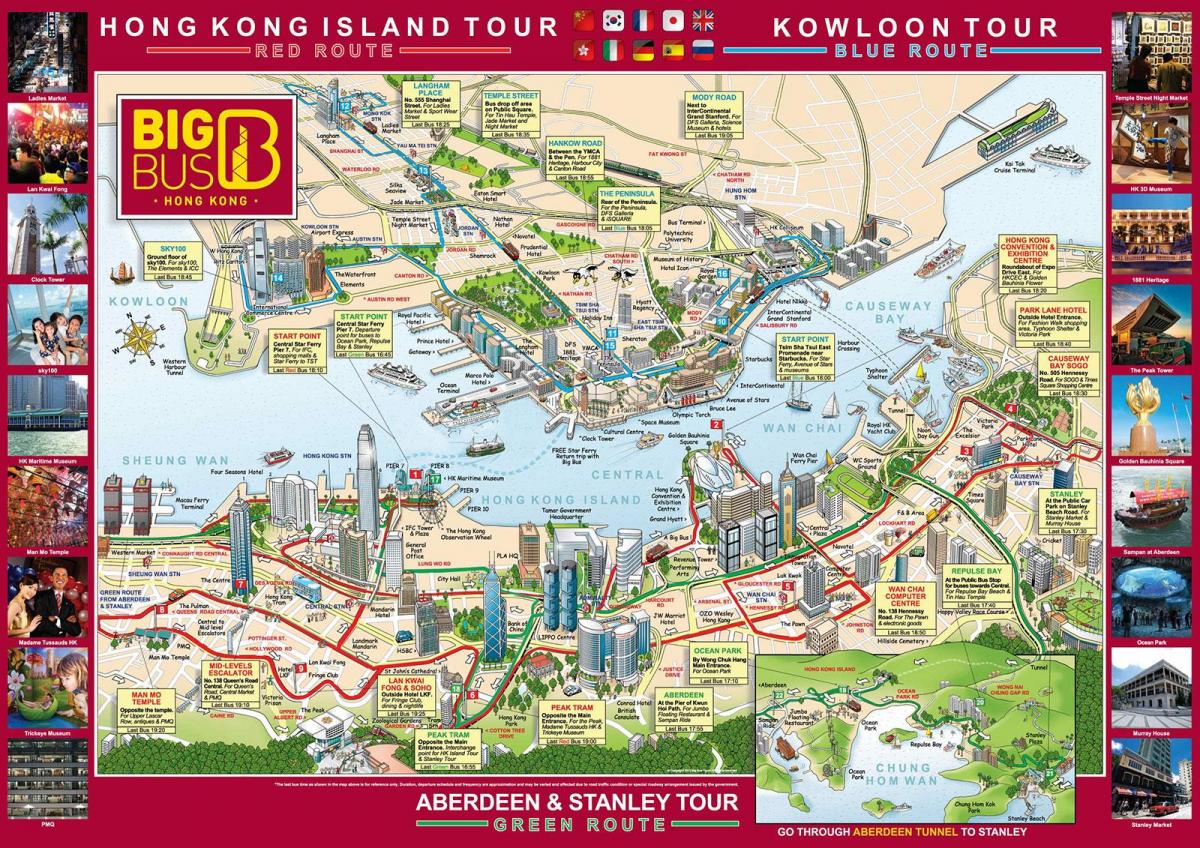 Honkongas, didelis autobusas, kelionių žemėlapį