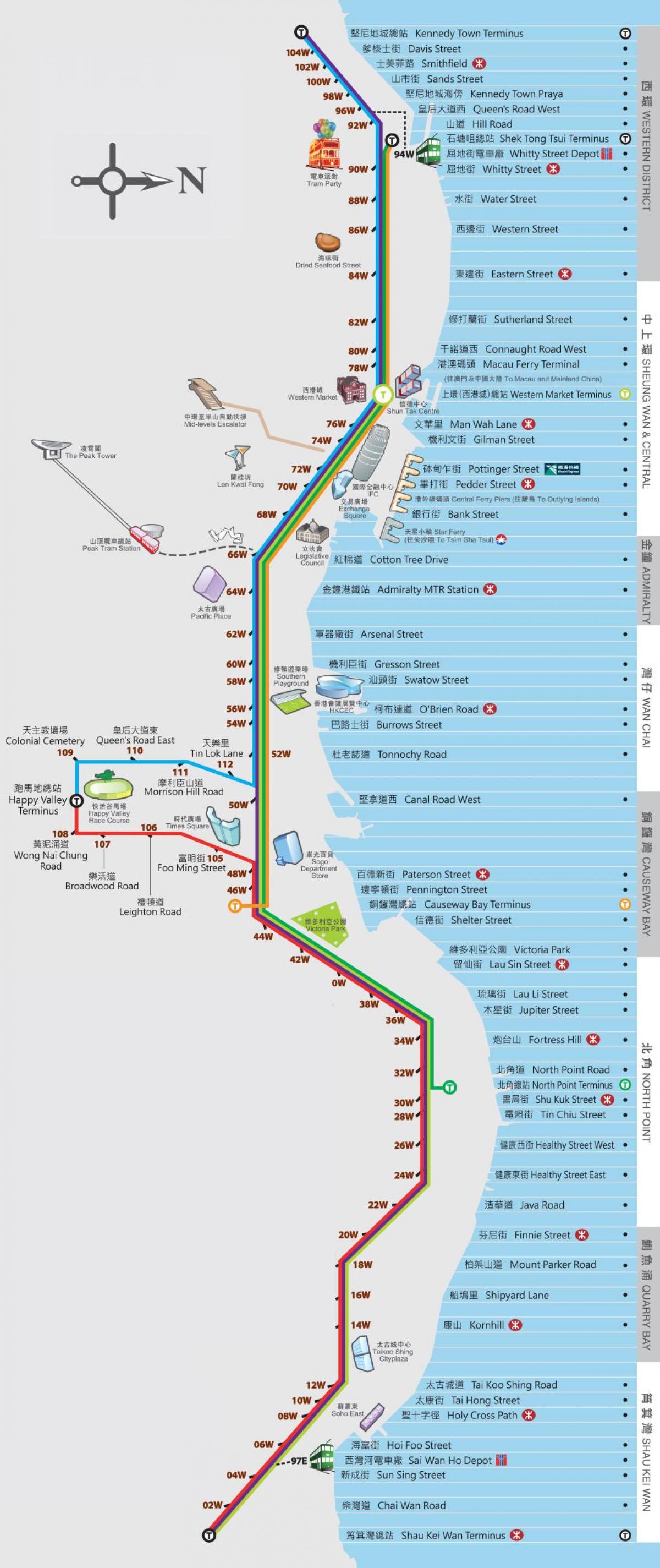Honkongo ding ding tramvajų žemėlapyje