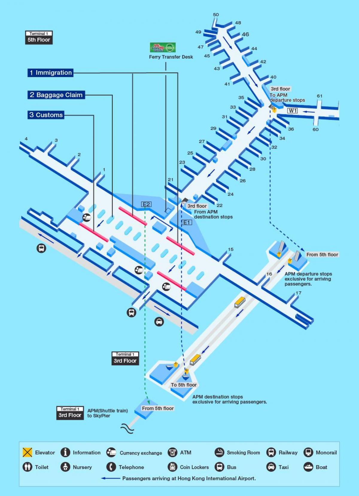 Honkongo oro uosto vartų žemėlapyje