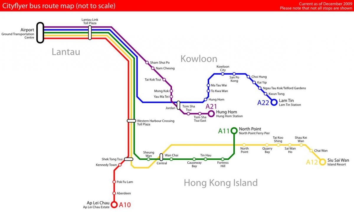Honkongo autobusų maršruto žemėlapį