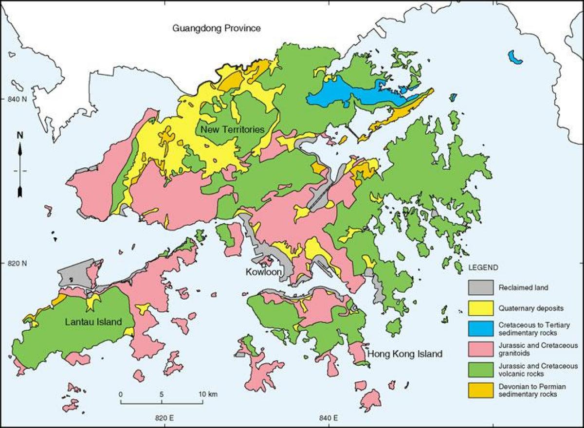 geologinis žemėlapis iš Hong Kong
