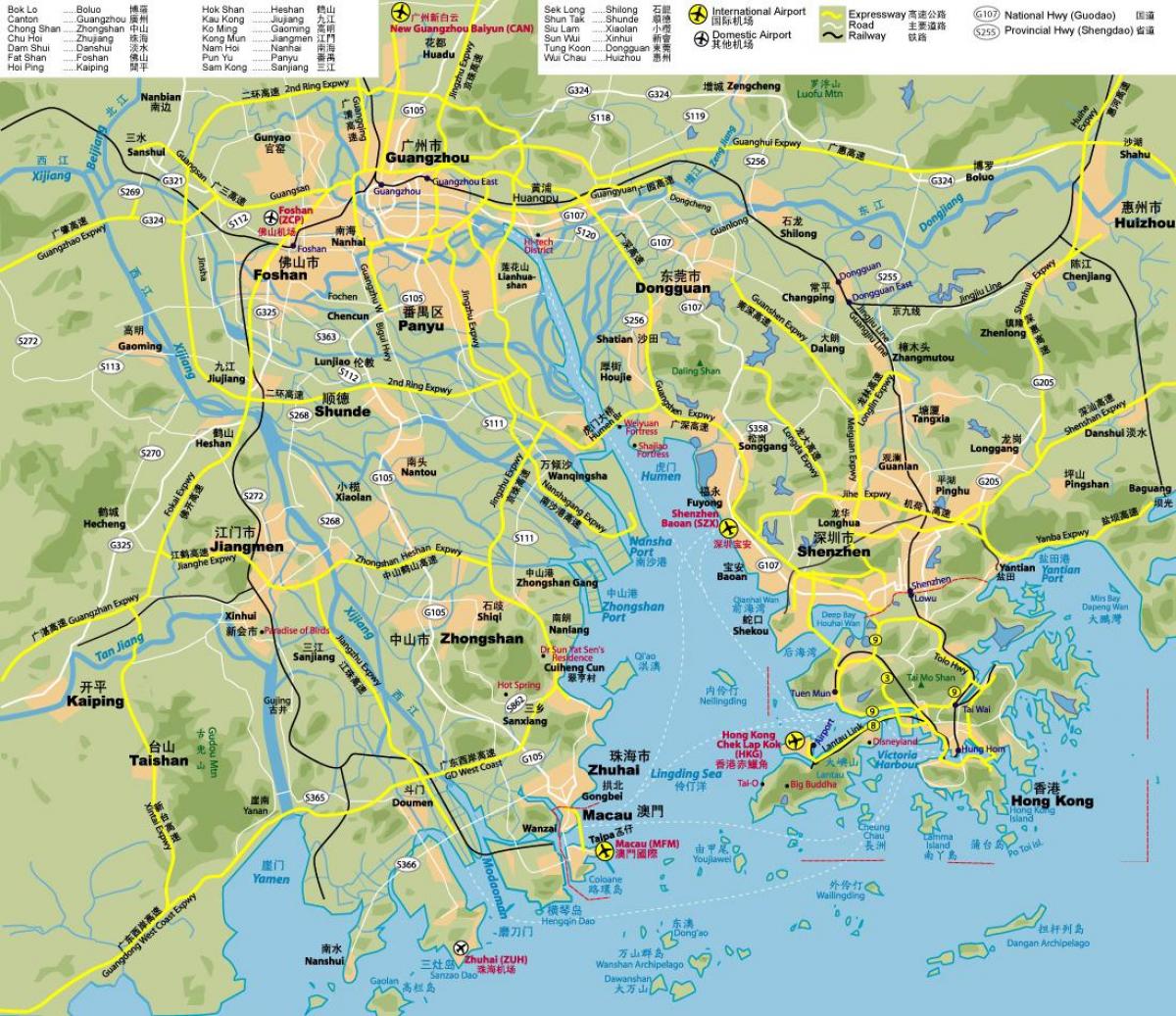kelių žemėlapis iš Hong Kong