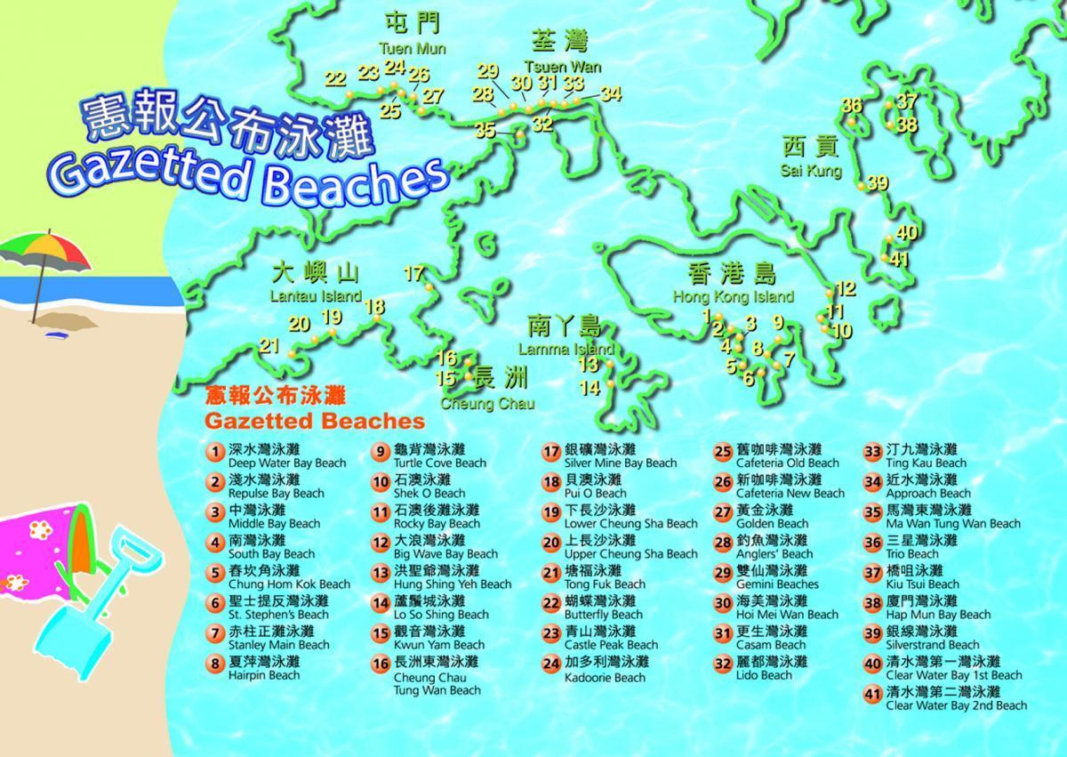 žemėlapis Honkongo paplūdimiai