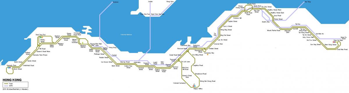tramvajų žemėlapis Hong Kong