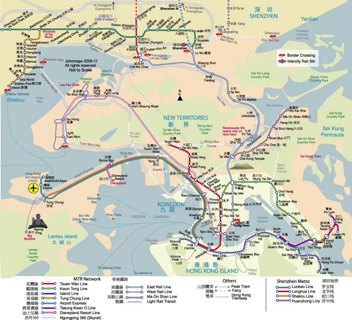 žemėlapis Honkongo tranzito