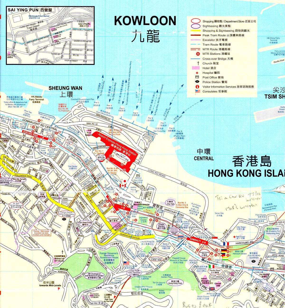 uosto Honkongo žemėlapyje
