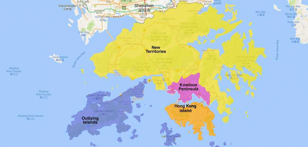 žemėlapis Honkongo rajone