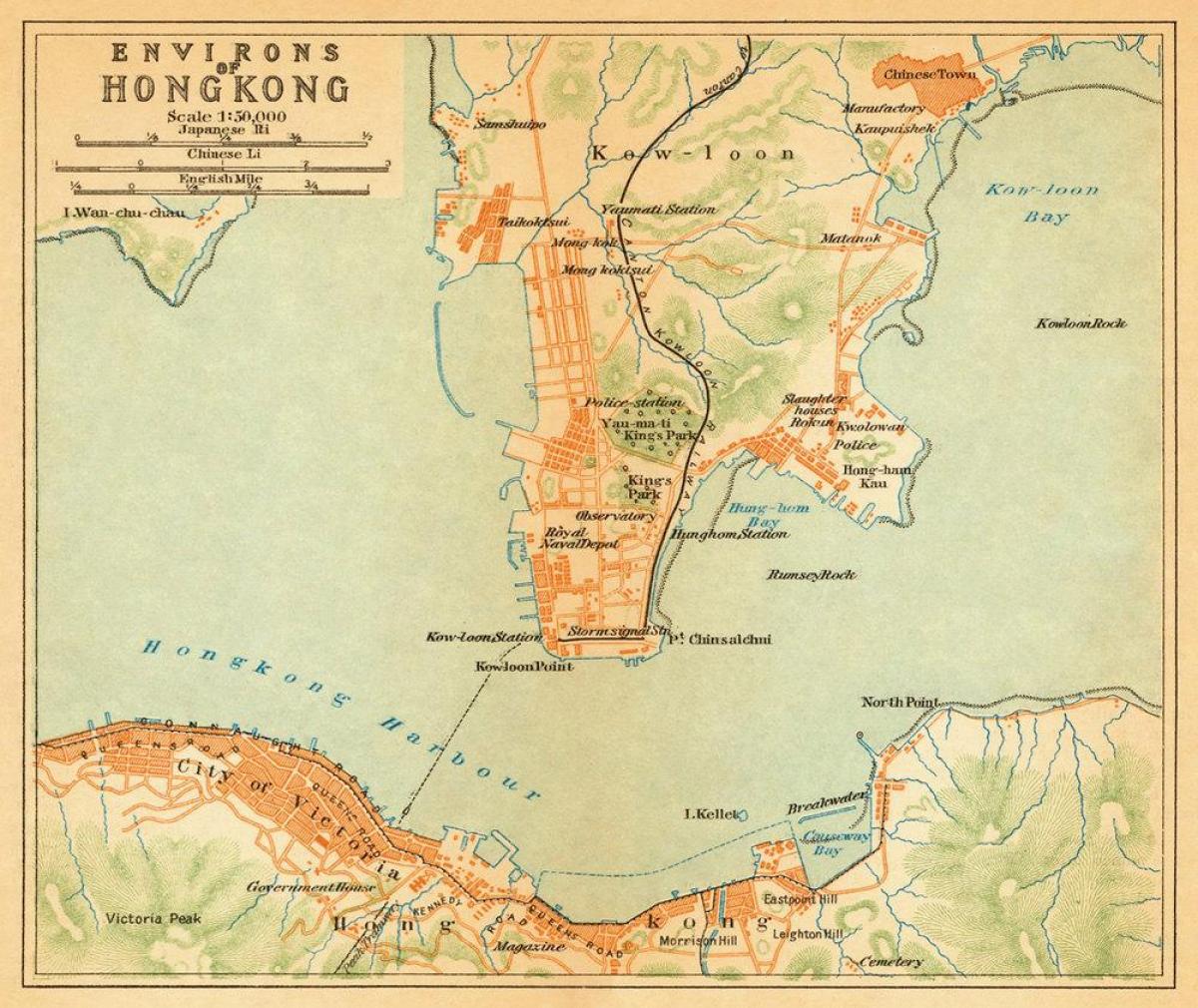senas žemėlapis iš Hong Kong