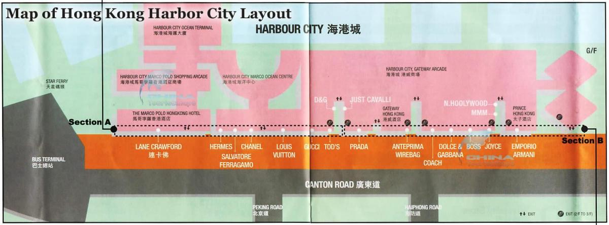 žemėlapis uostamiestyje Hong Kong