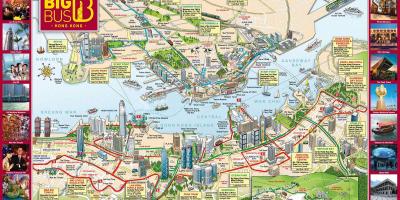 Honkongas, didelis autobusas, kelionių žemėlapį