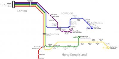 Honkongo autobusų maršruto žemėlapį