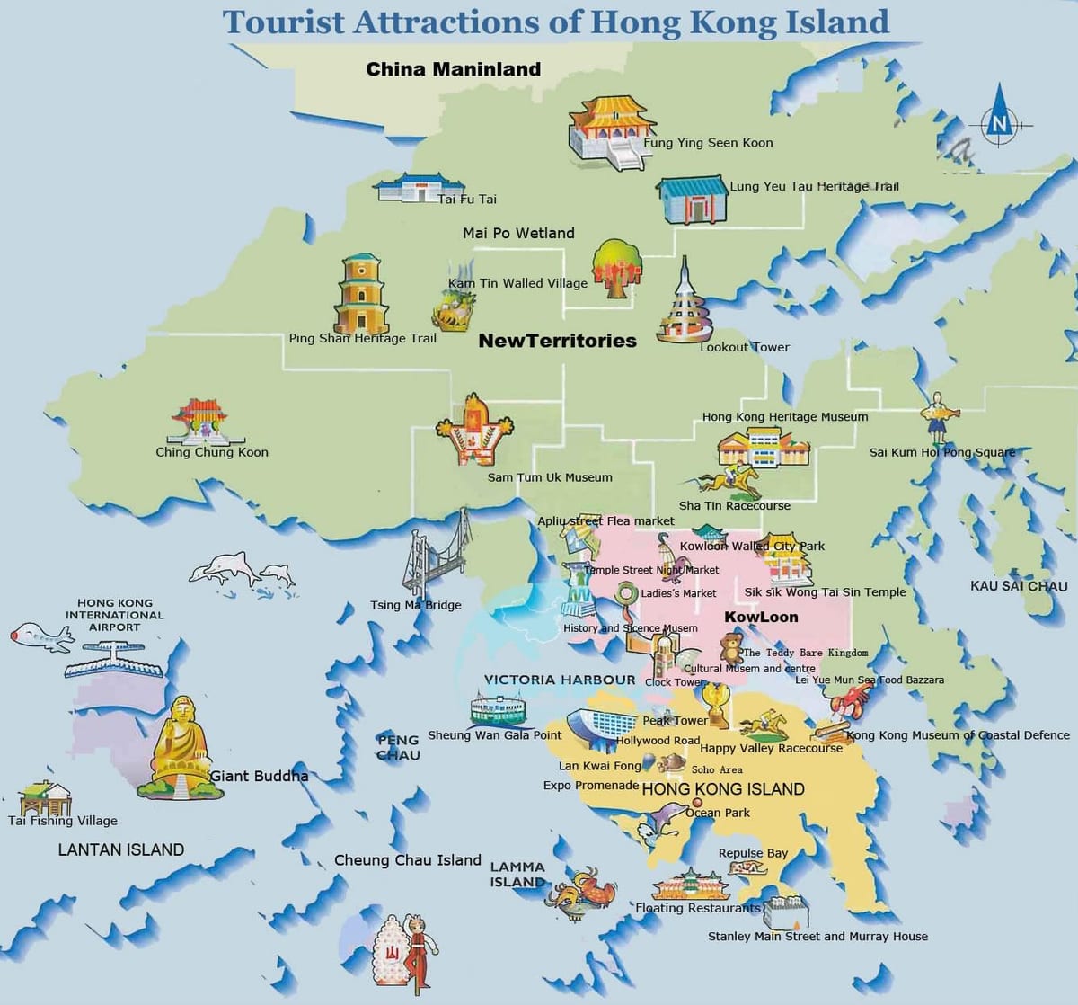 turizmo žemėlapyje iš Hong Kong