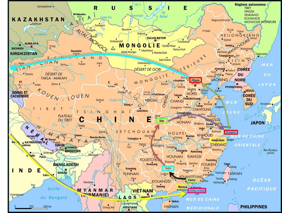 Šanchajaus į honkongą žemėlapyje