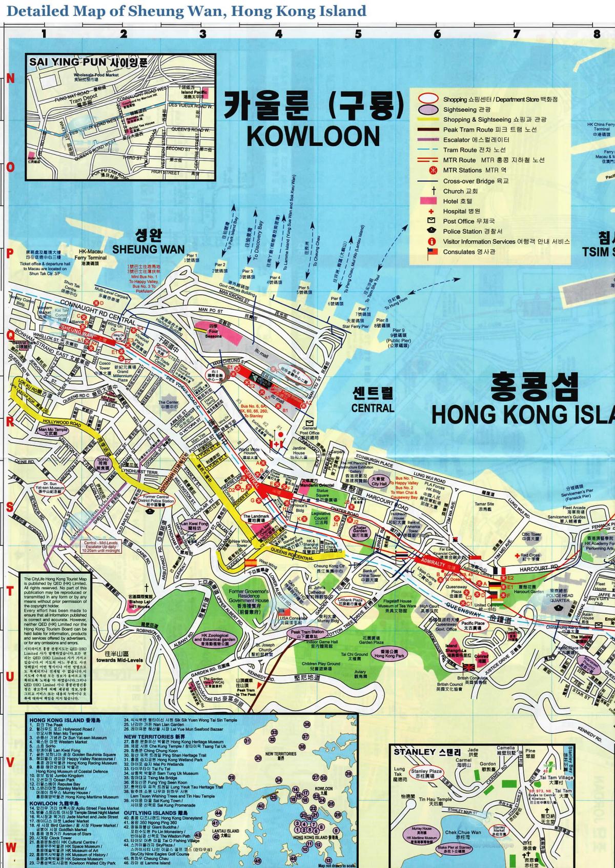 žemėlapis Sheung Wan, Honkongas