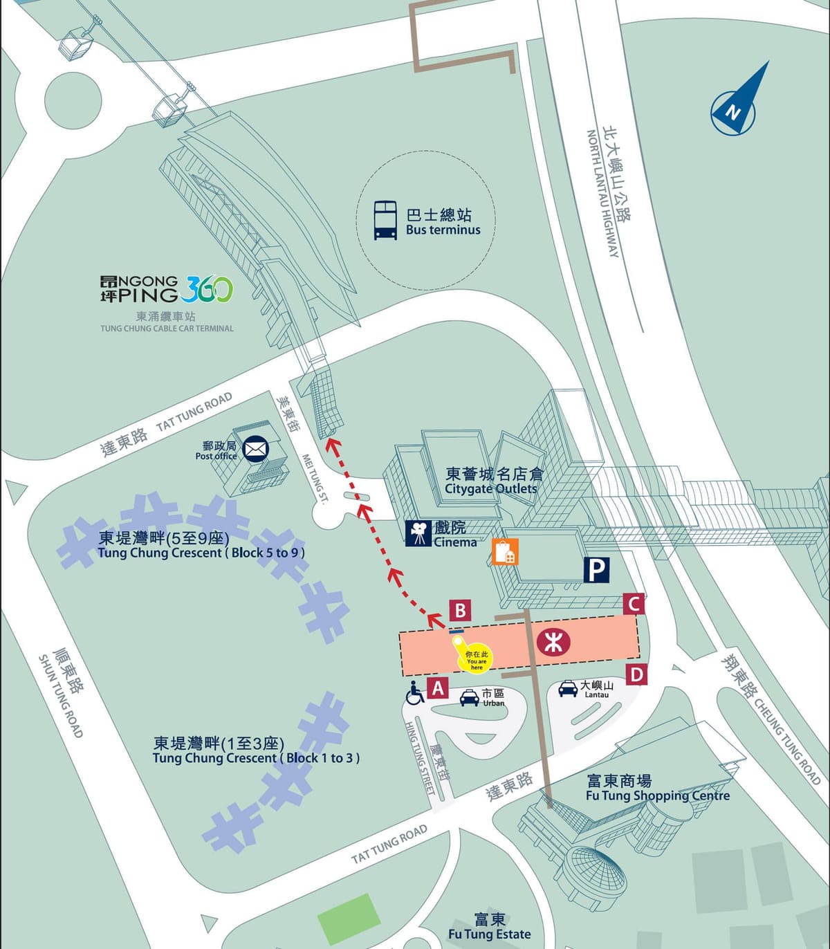 Tung Chung linija MTR žemėlapyje