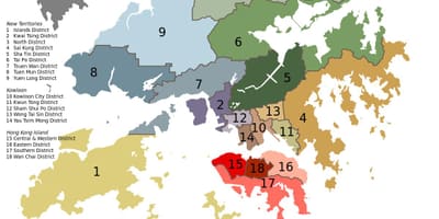 Žemėlapis Honkongo rajonų