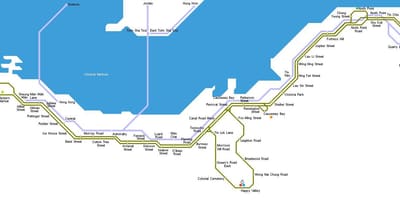 Tramvajų žemėlapis Hong Kong
