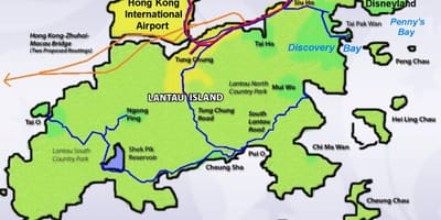 Lantau salos Honkongas žemėlapyje