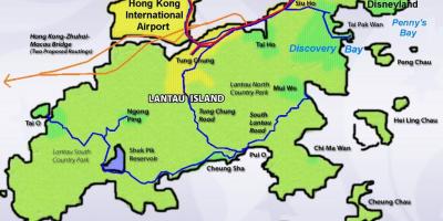 Lantau salos Honkongas žemėlapyje